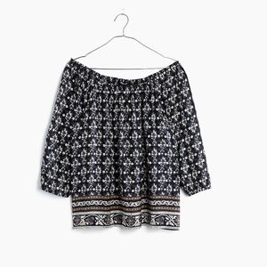 MADEWELL Silk Off-The-Shoulder Top Floral XXS